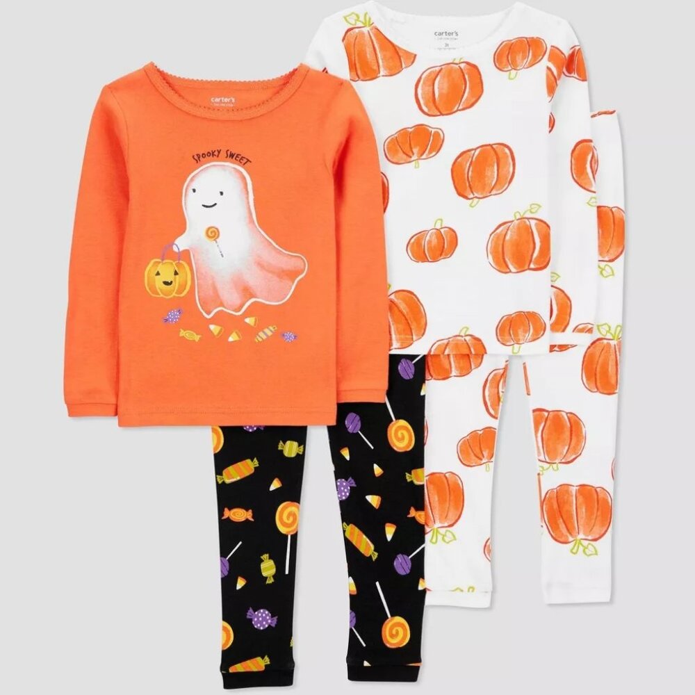 Baby Girls 4-Pc Carter's Just One You HALLOWEEN Cotton Pajamas Size 12 18 mo NWT